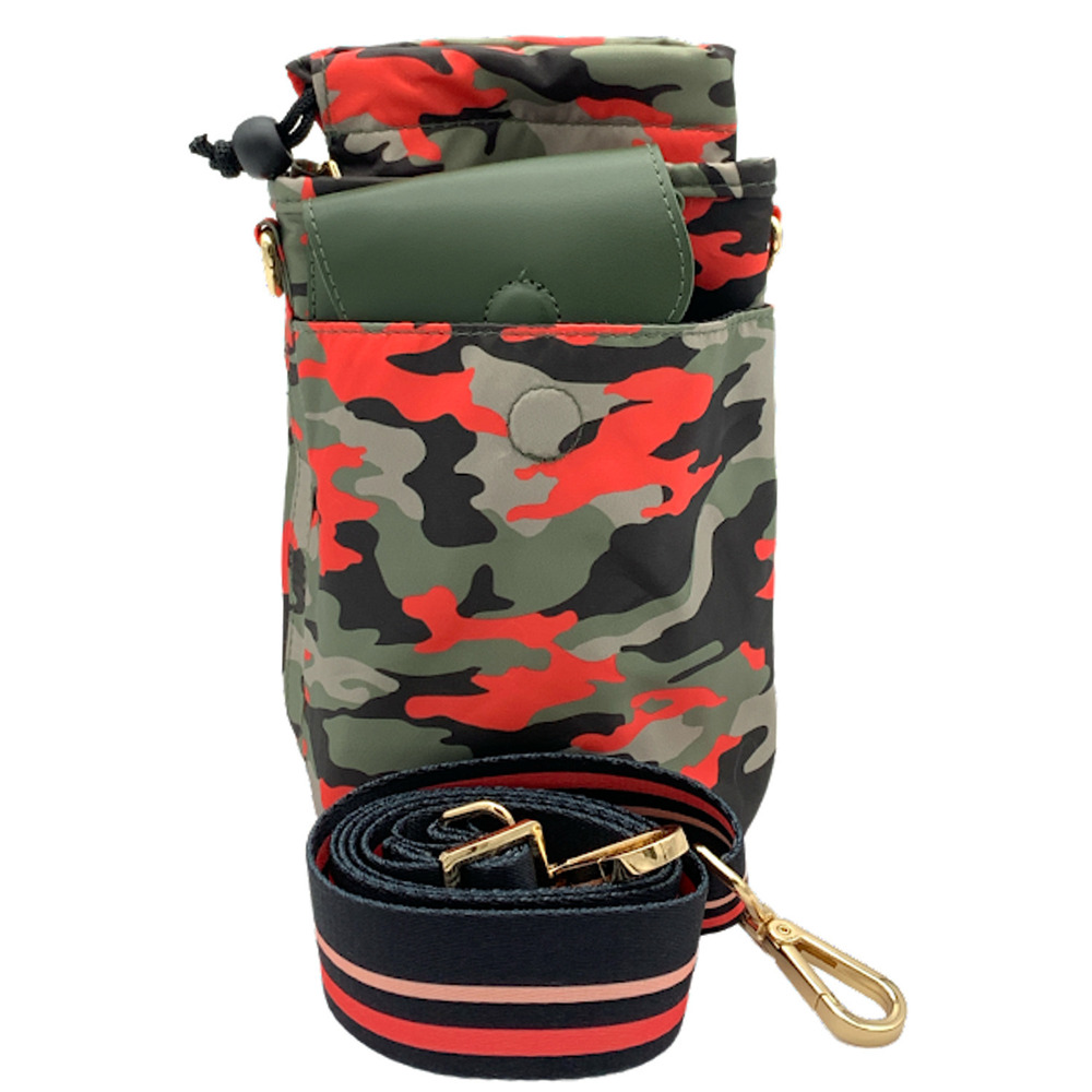 Charley Was Here Convertible Water Bottle Crossbody Camo Olive